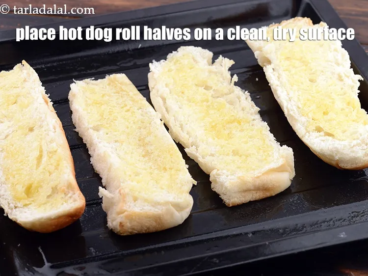 Step 19 – Place all the hot dog roll halves on a clean, dry surface.