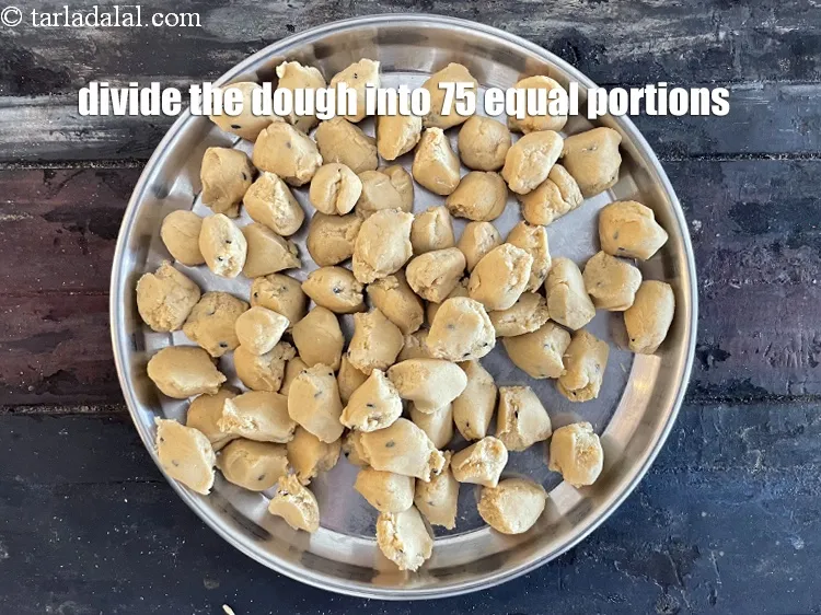 Step 18 – Divide the mixture into 75 equal portions.