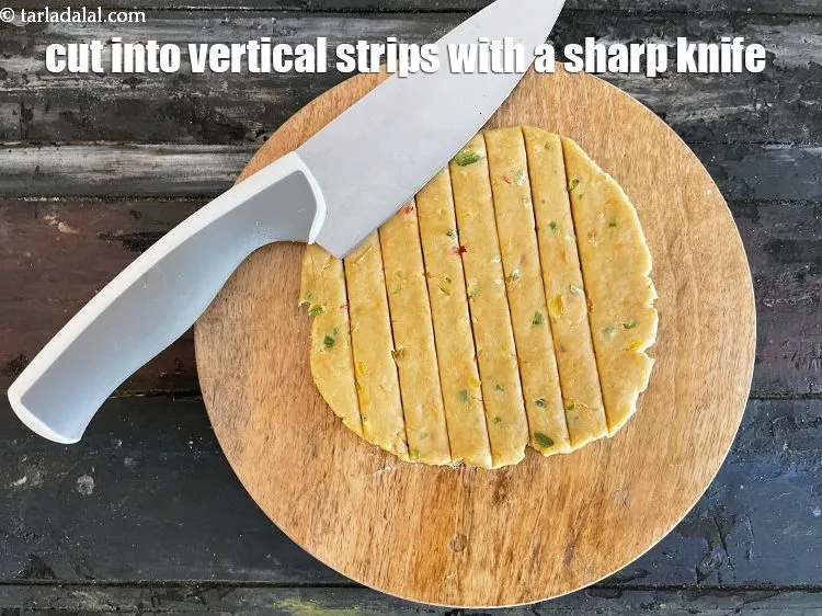 Step 18 – Cut them vertically into medium sized strips.