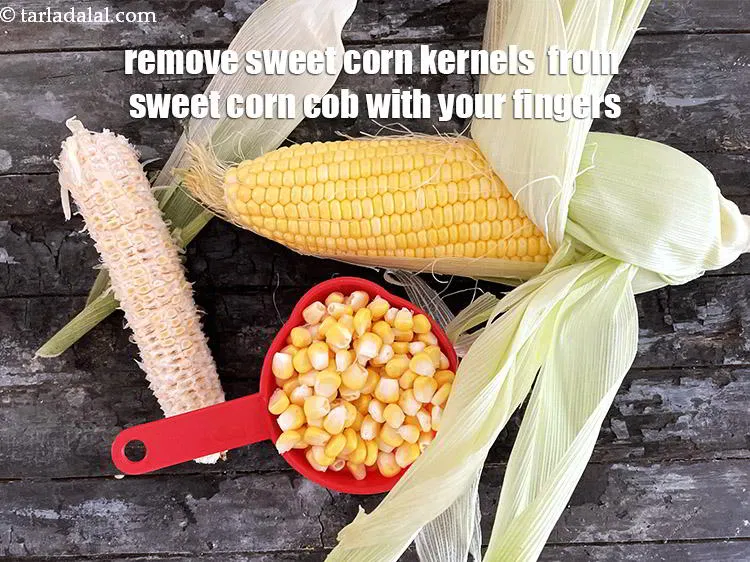 Step 5 – Remove the sweet corn kernels with your hand.