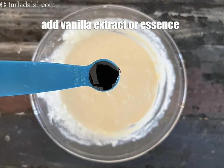 Step 22 – Add&nbsp;<meta charset="UTF-8" />1/4 tsp&nbsp;<a href="glossary-vanilla-essence-406i">vanilla essence</a>.