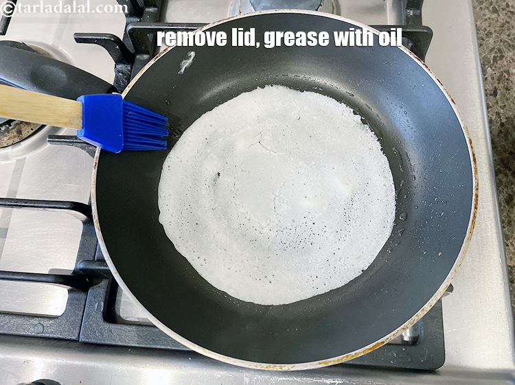 Step 20 – Remove the lid. Put little oil.