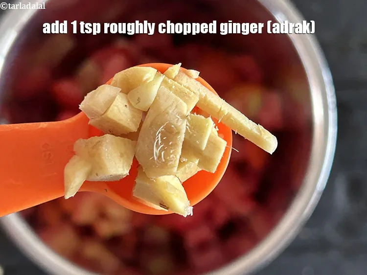 Step 19 – Add&nbsp;<meta charset="UTF-8" />1 tsp&nbsp;roughly&nbsp;<a href="glossary-chopped-ginger-786i">chopped ginger (adrak)</a>.
