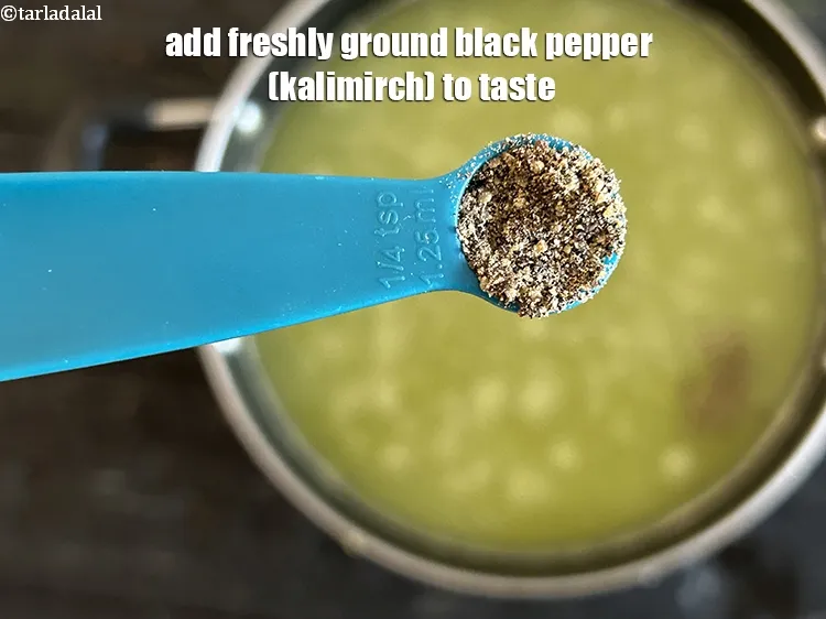 Step 19 – Add&nbsp;<a href="glossary-freshly-ground-black-pepper-kalimirch-powder-kali-mirch-ka-powder-567i">freshly ground black pepper (kalimirch)</a>&nbsp;to taste.