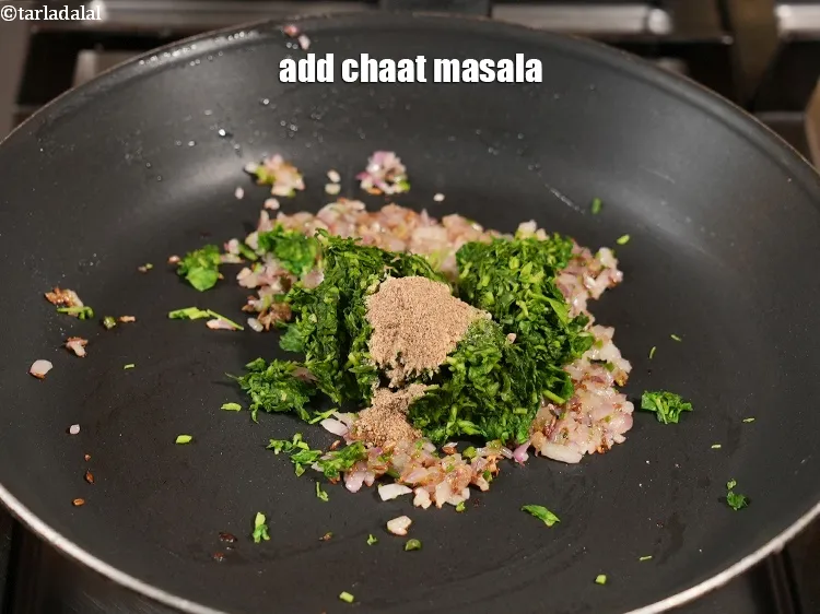 Step 20 – Add &frac14; tsp <a href="https://www.tarladalal.com/glossary-chaat-masala-300i">chaat masala</a>.
