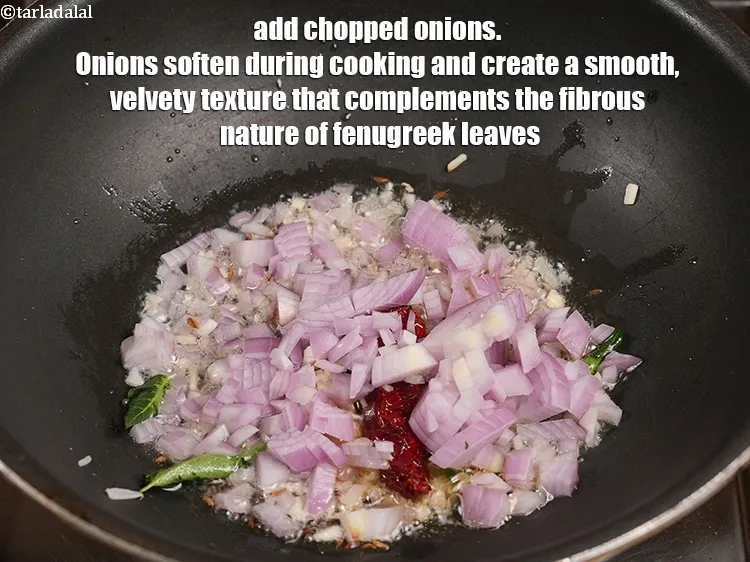 Step 19 – Add &frac12; cup <a href="https://www.tarladalal.com/glossary-chopped-onions-722i">chopped onions</a>. Onions soften during cooking and create a smooth, velvety …