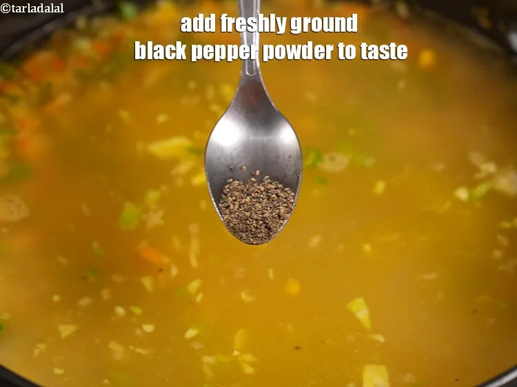 Step 19 – Add freshly ground black pepper powder to taste.