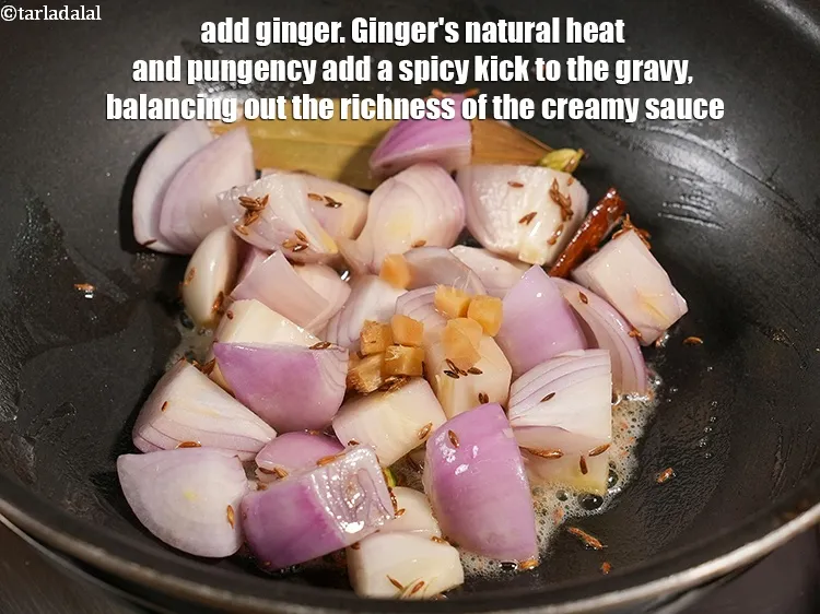 Step 19 – Add 1 inch <a href="https://www.tarladalal.com/glossary-ginger-adrak-453i">ginger (adrak)</a>. Ginger's natural heat and pungency add a spicy kick …