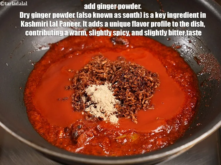 Step 19 – Add &frac12; tsp <a href="https://www.tarladalal.com/glossary-dried-ginger-powder-sonth-454i">dried ginger powder (sonth)</a>. Dry ginger powder (also known as sonth) …