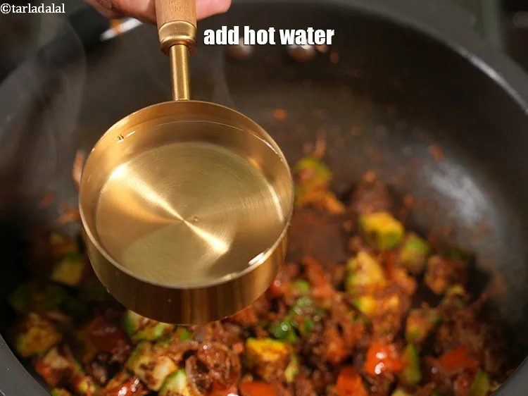 Step 19 – Add &frac12; cup hot water.