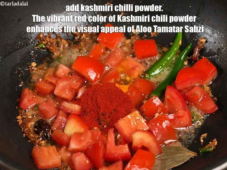 Step 19 – Add 1 tsp kashmiri <a href="https://www.tarladalal.com/glossary-chilli-powder-red-chilli-powder-339i">chilli powder</a>. The vibrant red color of Kashmiri chili powder …