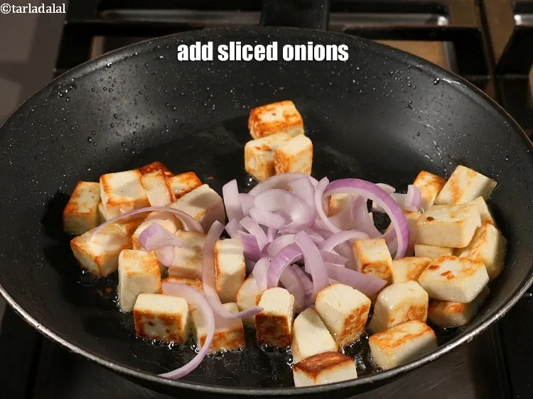 Step 19 – Add &frac34; cup <a href="https://www.tarladalal.com/glossary-sliced-onions-745i">sliced onions</a>.