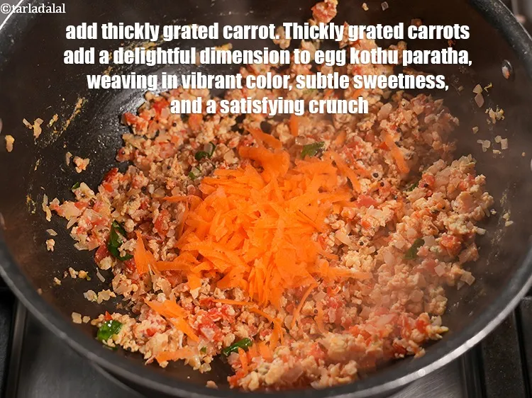 Step 19 – Add &frac14; cup thickly <a href="https://www.tarladalal.com/glossary-grated-carrot-816i">grated carrot</a>. Thickly grated carrots add a delightful dimension to …