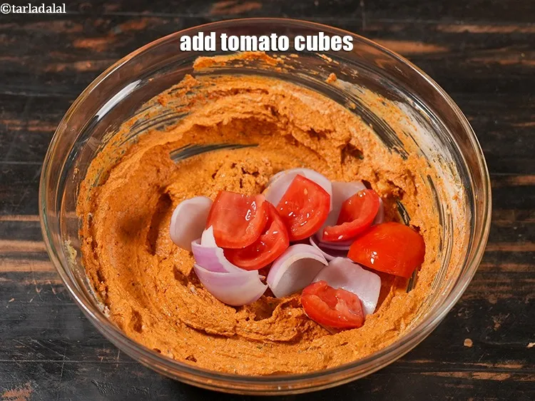 Step 19 – Add &frac12; cup tomato cubes.&nbsp;