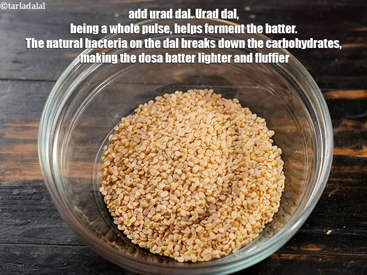 Step 19 – Add &frac14; cup <a href="https://www.tarladalal.com/glossary-urad-dal-split-black-lentil-941i">urad dal (split black lentils)</a>. Urad dal, being a whole pulse, …