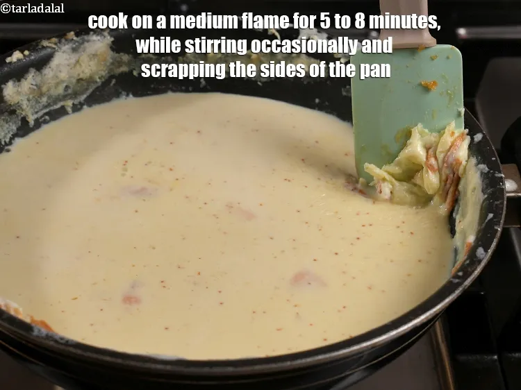 Step 19 – Cook on a medium flame for 5 to 8 minutes, while stirring occasionally and scrapping …