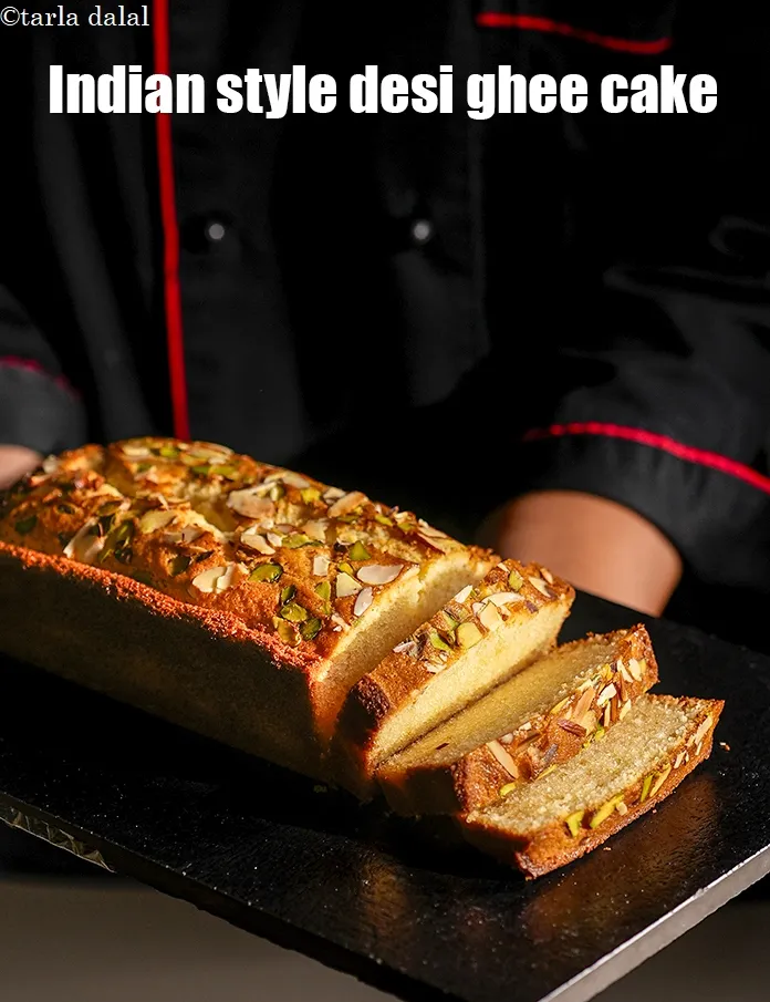 Step 19 – Serve <strong>eggless ghee cake</strong>.