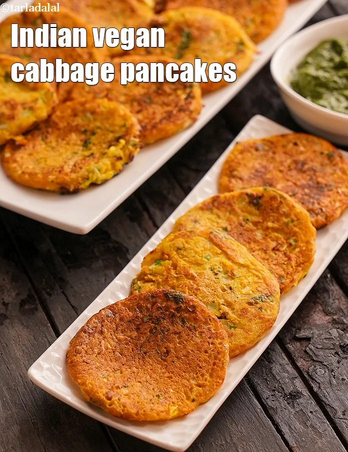 Step 34 – Serve <strong>cabbage pancakes recipe | Indian vegan cabbage pancakes | healthy mini cabbage pancakes | …