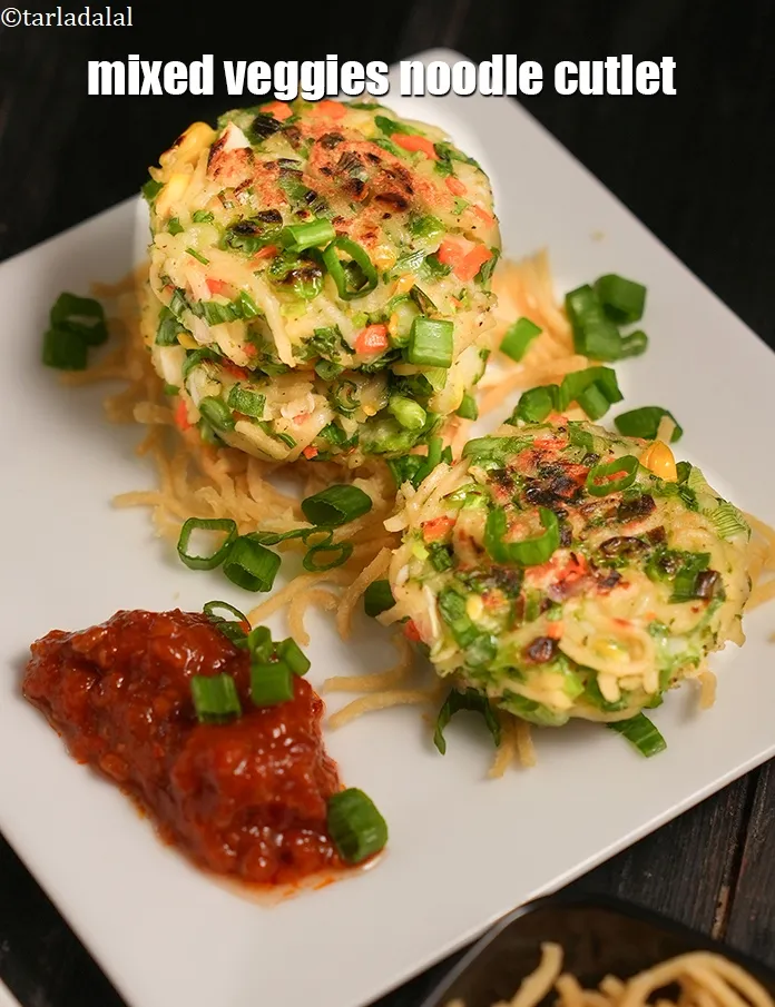 Step 19 – Serve <strong>noodle vegetable cutlet recipe | mixed veggies noodle cutlet | hakka noodles cutlet |</strong> …