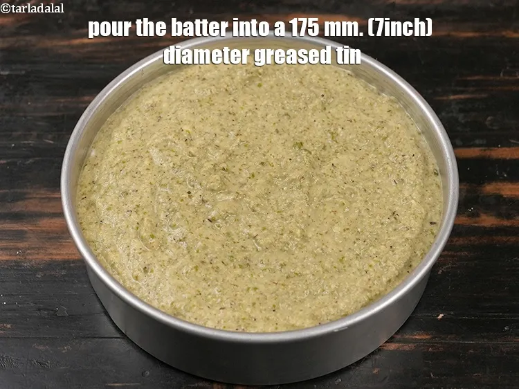 Step 27 – Pour the batter into a 175 mm. (7inch) diameter greased tin.