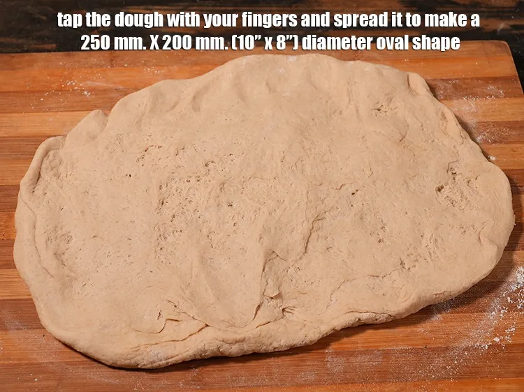Step 24 – Tap the dough with your fingers and spread it to make a 250 mm. X …