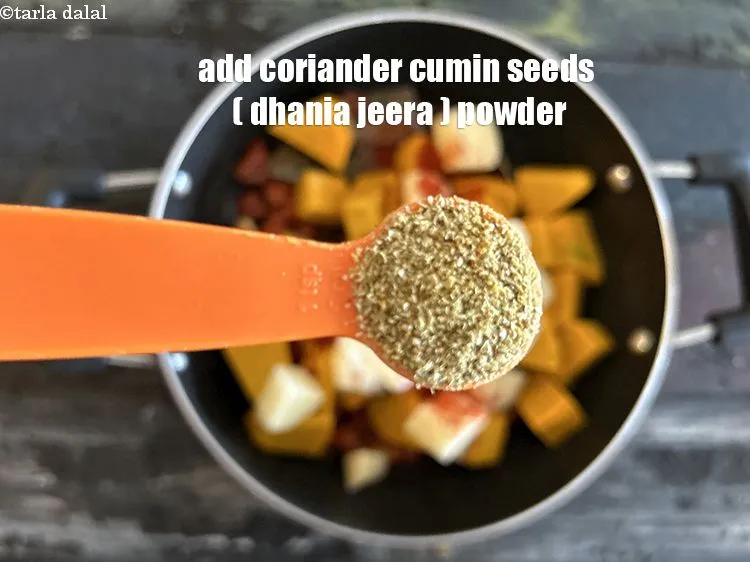 Step 19 – Add&nbsp;<meta charset="UTF-8" />2 tsp&nbsp;<a href="glossary-coriander-cumin-seeds-powder-dhania-jeera-powder-375i">coriander-cumin seeds (dhania-jeera) powder</a>.