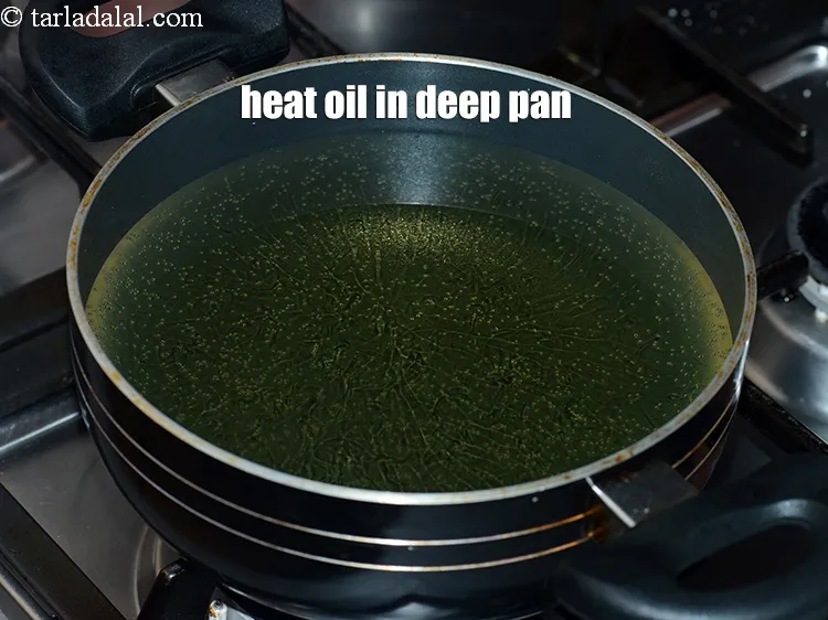 Step 19 – Heat the oil in a deep pan.