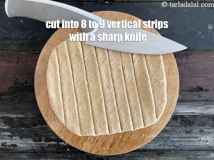 Step 21 – Cut into 8 to 9&nbsp;equal vertical strips.