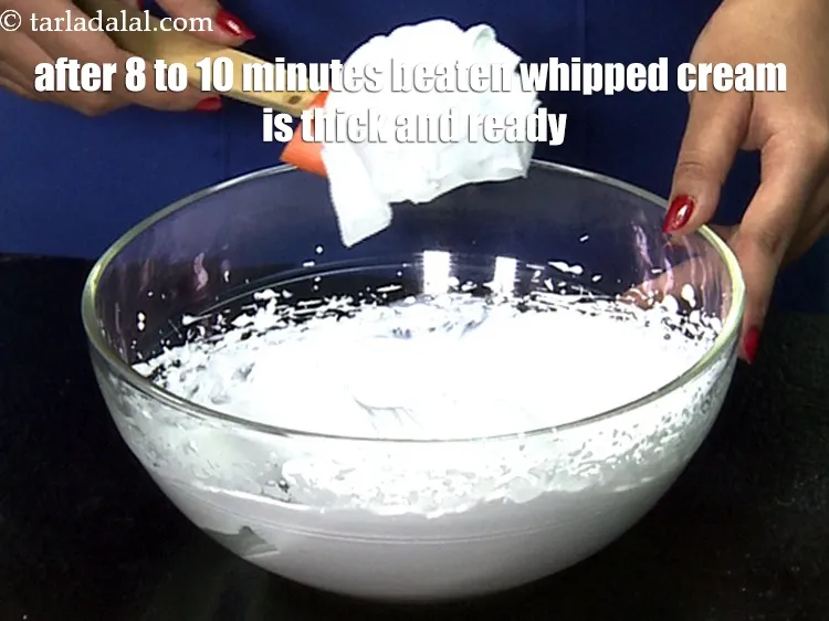 Step 19 – After 8 to 10 minutes beaten whipped cream is thick and ready. If it forms …