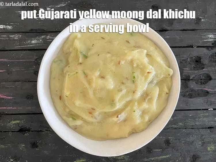 Step 26 – Put <strong>moong dal khichu &nbsp;| Gujarati yellow&nbsp;moong dal khichu | Gujarati quick&nbsp;khichu snack | healthy&nbsp;khichu …