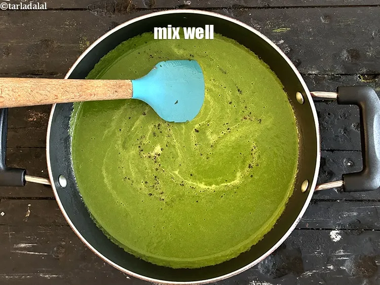 Step 24 – Mix <strong>spinach soup with garlic | healthy garlic spinach soup | palak lehsun soup | …