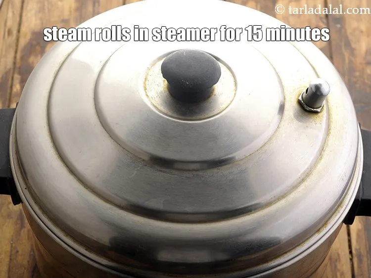 Step 19 – Steam the rolls in a steamer for 15 minutes or till the knife comes out …