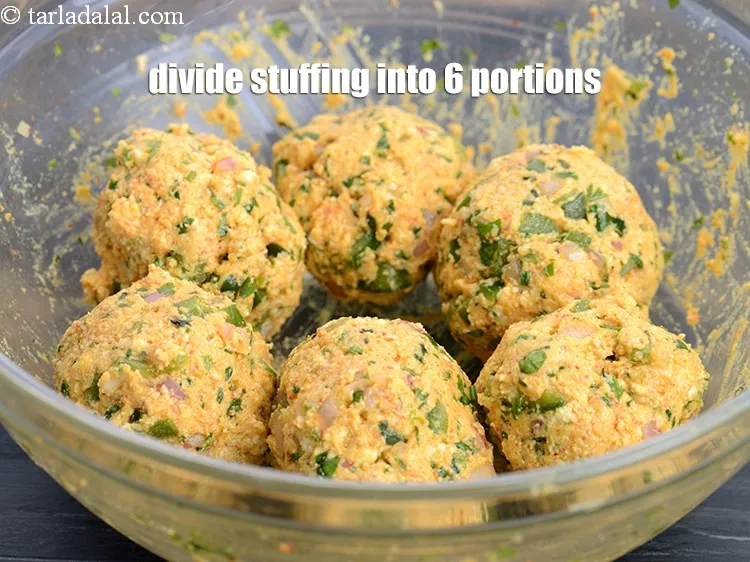 Step 20 – Divide the stuffing into 6 equal portions.