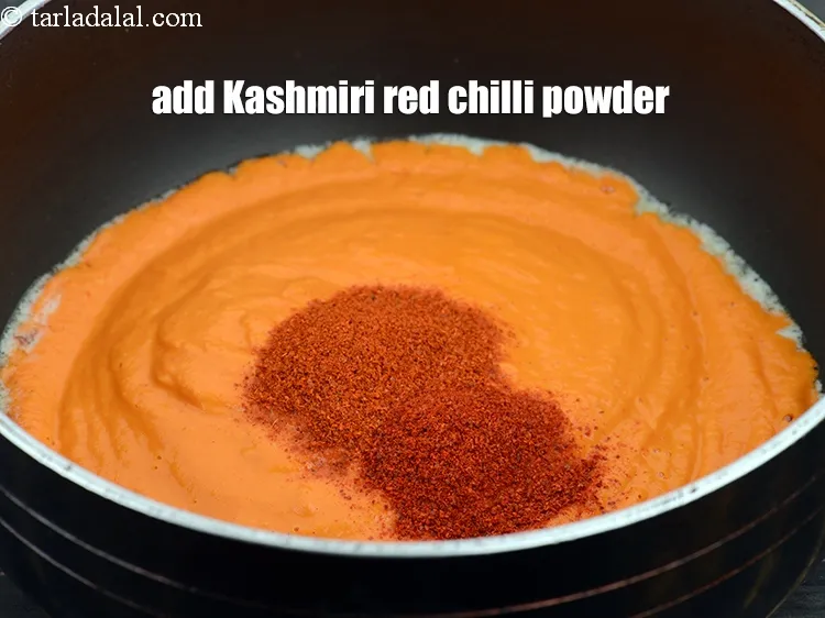 Step 20 – Add &frac12; tsp&nbsp;<a href="https://www.tarladalal.com/glossary-kashmiri-red-chilli-powder-kashmiri-mirch-powder-2684i">kashmiri red chilli powder</a>.