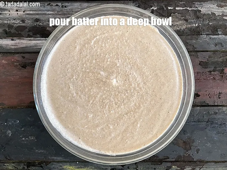 Step 19 – Pour batter into a deep bowl. Note that batter will swell up after fermentation.