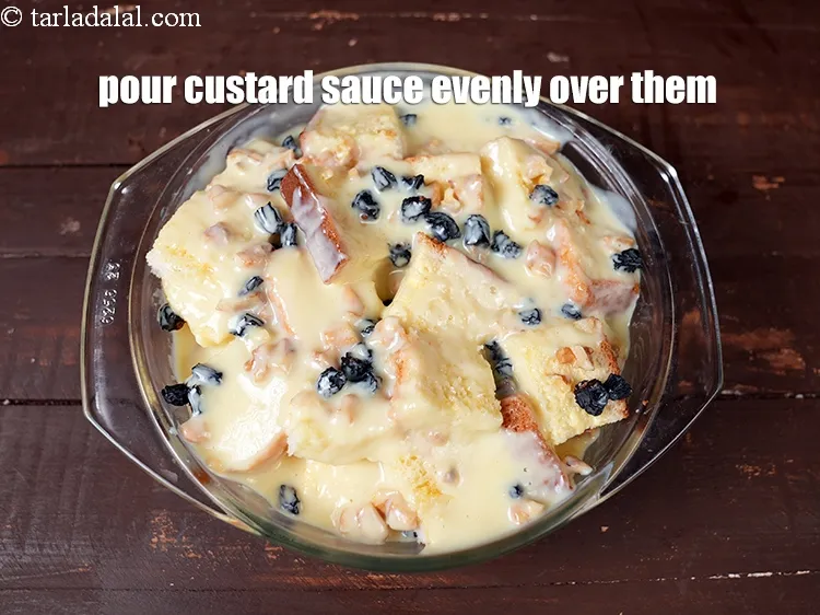 Step 19 – <p>Pour the custard sauce evenly over them.</p>