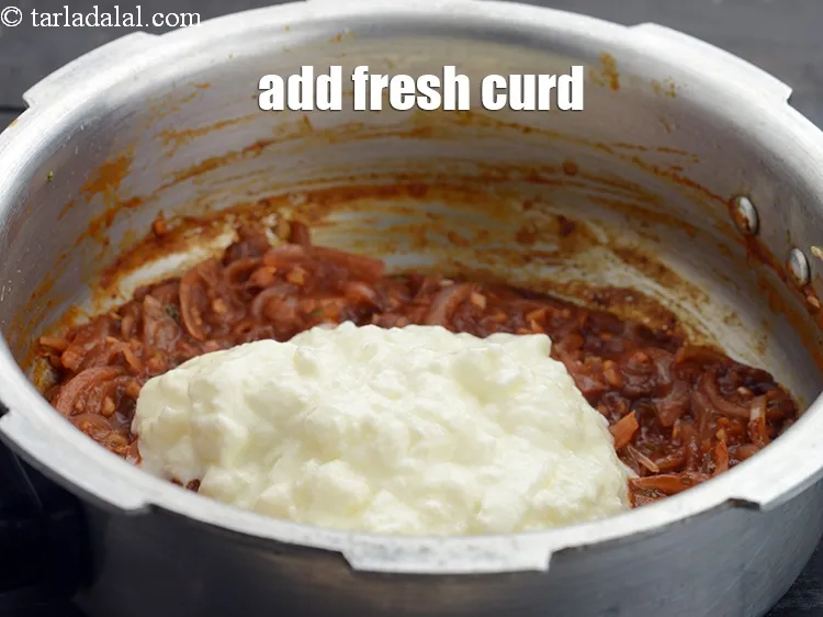 Step 22 – Add 1/2 cup&nbsp;fresh&nbsp;<a href="https://www.tarladalal.com/glossary-curd-dahi-yogurt-yoghurt-383i">curd (dahi)</a>.