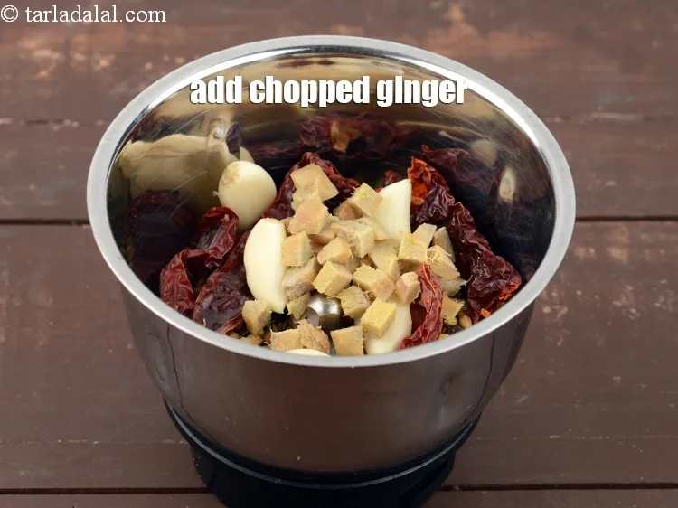 Step 20 – Add 1 tbsp <a href="https://www.tarladalal.com/glossary-chopped-ginger-786i">chopped ginger (adrak)</a>.