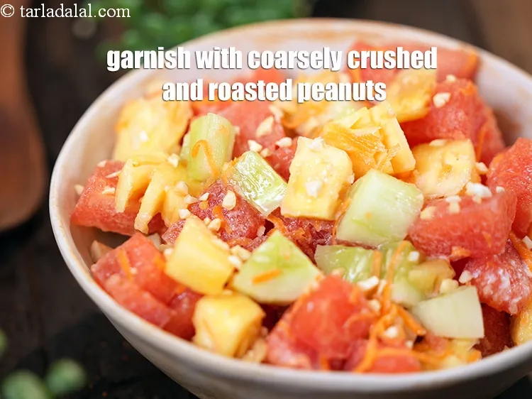 Step 20 – Garnish <strong>fruit salad in honey lime dressing | ginger fruit salad | healthy Indian fruit …