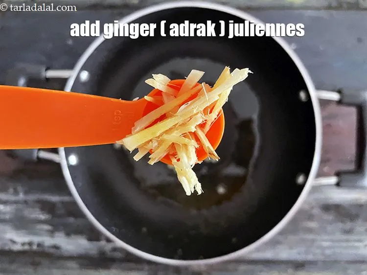 Step 19 – Add&nbsp;<meta charset="UTF-8" />2 tsp&nbsp;<a href="glossary-ginger-juliennes-950i">ginger (adrak) juliennes</a>.