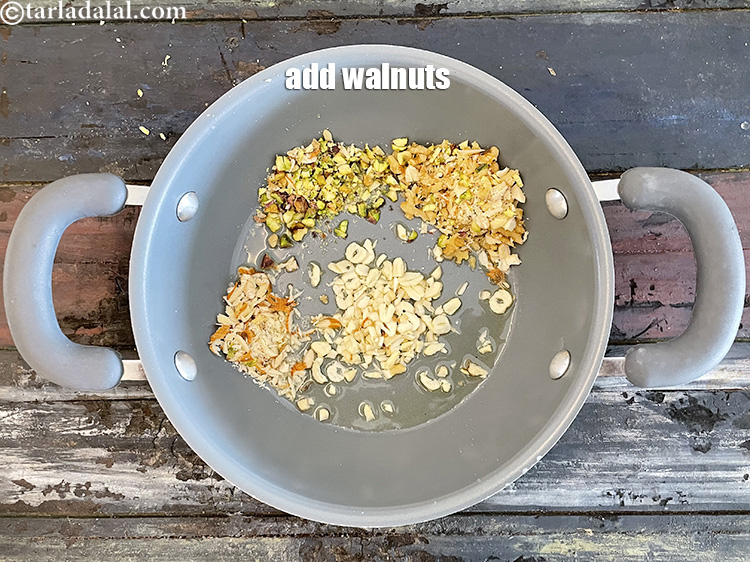 Step 28 – Add 2 tbls chopped walnuts.
