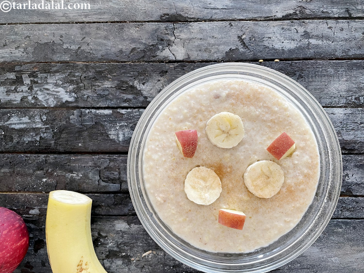 Step 38 – Top <strong>banana apple porridge | banana apple dalia and oats porridge | healthy Indian dalia …
