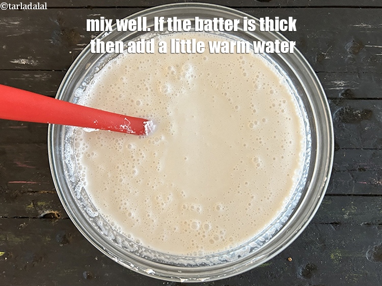 Step 29 – Mix very well.&nbsp;If the batter is too thick then add little warm water.
