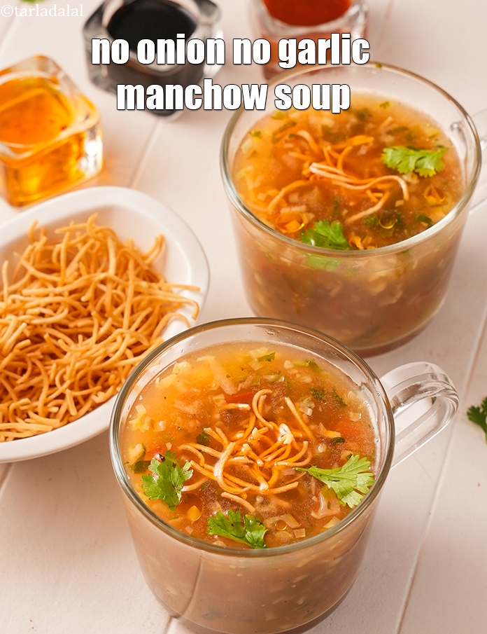 Step 25 – Serve <meta charset="UTF-8" /><strong>Jain manchow soup | no onion no garlic&nbsp;manchow soup |&nbsp;</strong>hot garnished with …