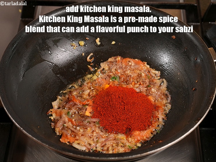 Step 20 – Add 1&frac12; tsp <a href="https://www.tarladalal.com/glossary-chilli-powder-red-chilli-powder-339i">chilli powder</a>. Chilli powder is a crucial ingredient in aloo gobi …