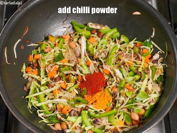 Step 23 – Add 1 tsp <a href="https://www.tarladalal.com/glossary-chilli-powder-red-chilli-powder-339i">chilli powder</a>.