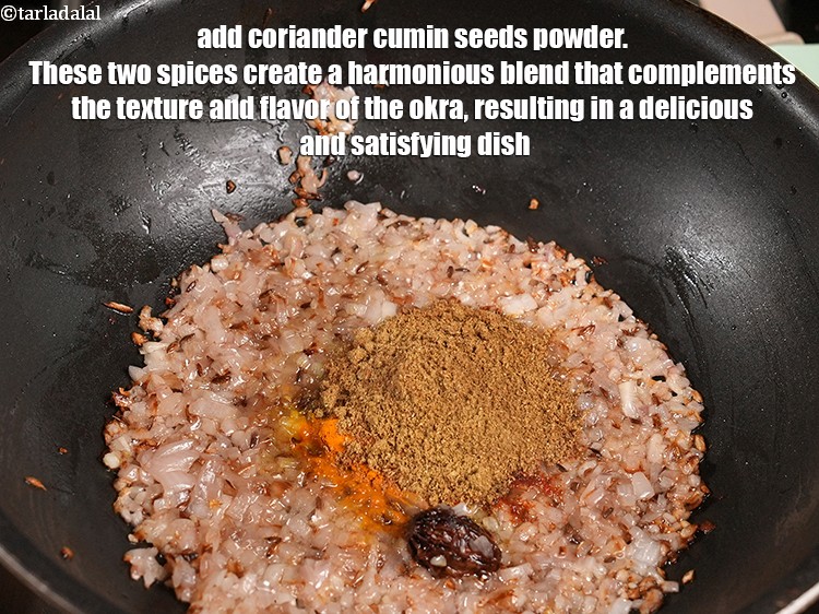Step 20 – Add 2 tsp <a href="https://www.tarladalal.com/glossary-coriander-dhania-kothmir-369i">coriander (dhania)</a>&nbsp;<a href="https://www.tarladalal.com/glossary-cumin-seeds-powder-jeera-powder-zeera-powder-382i">cumin seeds (jeera) powder</a>. These two spices create a …