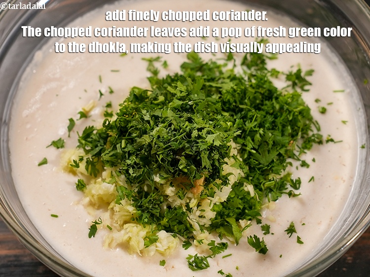 Step 20 – Add 2 tbsp finely <a href="https://www.tarladalal.com/glossary-chopped-coriander-783i">chopped coriander (dhania)</a>. The chopped coriander leaves add a pop …