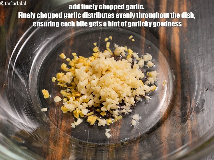 Step 20 – Add 2 tsp finely <a href="https://www.tarladalal.com/glossary-chopped-garlic-790i">chopped garlic (lehsun)</a>. Finely chopped garlic distributes evenly throughout the …