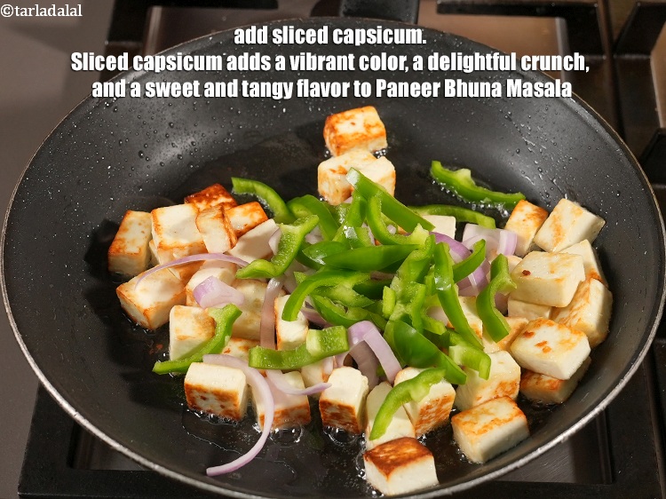 Step 20 – Add &frac34; cup <a href="https://www.tarladalal.com/glossary-sliced-capsicum-165i">sliced capsicum</a>. Sliced capsicum adds a vibrant color, a delightful crunch, …
